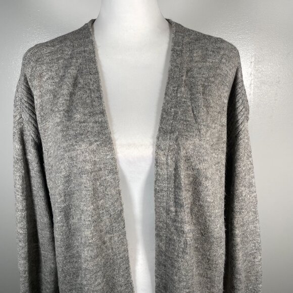 Dorothy Perkins Gray Tan V Neck Open Front Long Sleeve Cardigan Sweater S - Picture 3 of 14